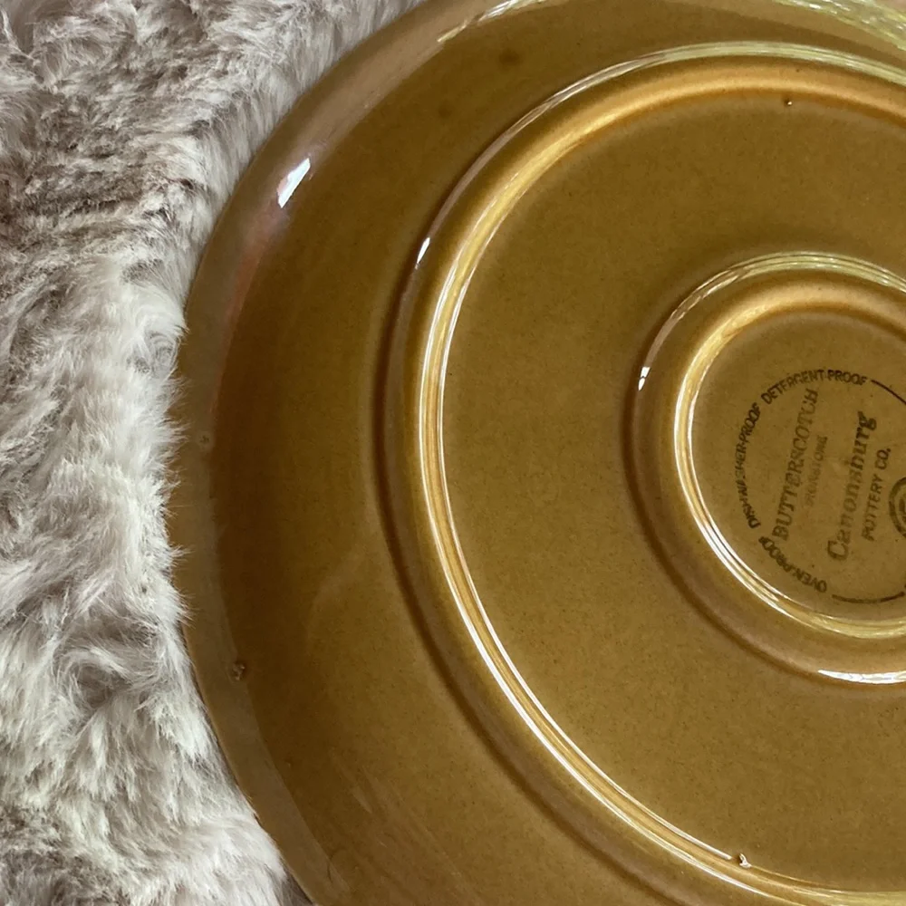 MCM 1960s Vintage Butterscotch Ironstone 11.5” Plate by Canonsburg Pottery Co. - Picture 6 of 8